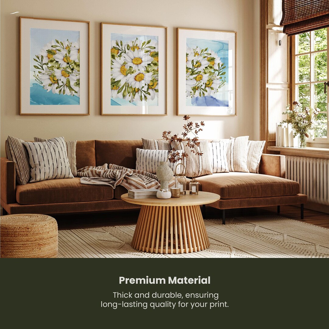 Daisy Flower Floral Wall Art 3-piece Set – 11x17 Inch Botanical ...