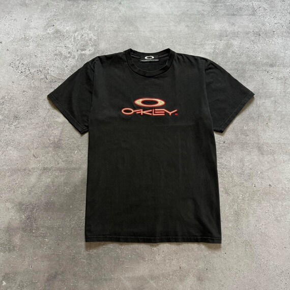 Vintage 2000s, 00s Oakley Software Center Logo Black T-shirt Size 