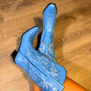 Blauwe cowgirllaarzen, cowboywesternlaarzen
