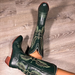Groene cowgirllaarzen, cowboywesternlaarzen