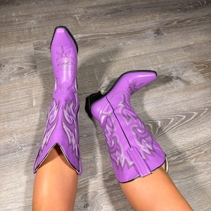 Paarse cowgirllaarzen, westerncowgirllaarzen