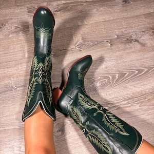 Groene cowgirllaarzen, cowboywesternlaarzen