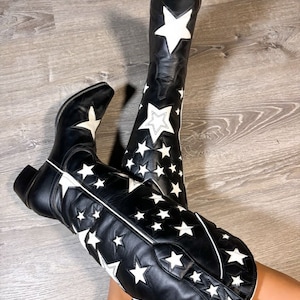 Black Cowgirl Boots, Star Western Cowboy Boots