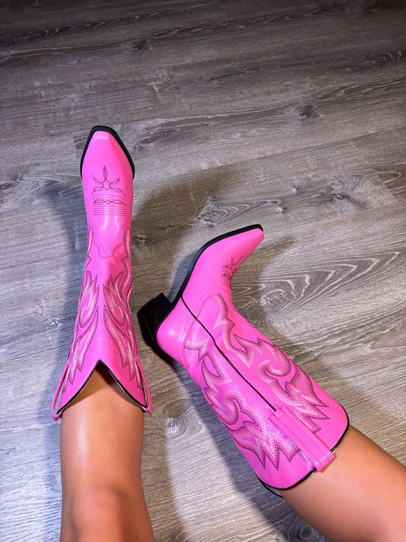 Pink cowgirl boots women clearance