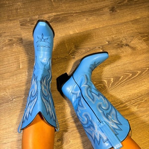 Blauwe cowgirllaarzen, cowboywesternlaarzen