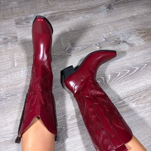 Bordeauxrode cowgirl-westernlaarzen, westerncowboylaarzen