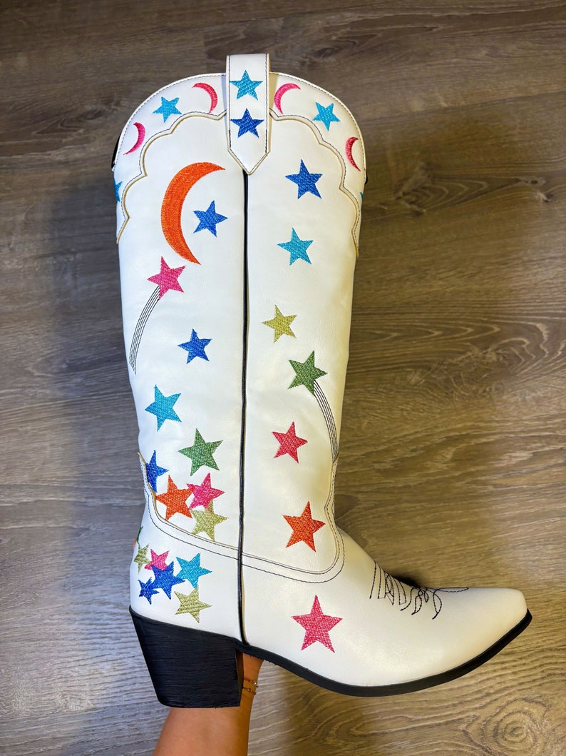 Size 37 - Convertible Cowgirl Boots - Pastel Stars