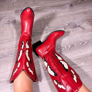 Rode cowgirllaarzen, vlindercowboylaarzen