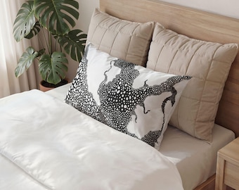 Organic Abstract Dot Cluster pillow sham | Black and White Abstract Pattern