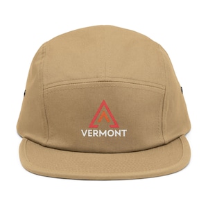 Vermont Mountain Logo 5-Panel Cap | Embroidered Patch Front