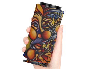 Enfriador de latas con diseño abstracto de máscara de payaso / Funda para bebida veraniega con diseño de Zoozie