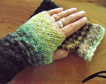 Fingerless mittens nr.1, lovely 100% premium wool, oh so colorfull