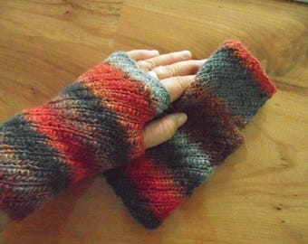 Fingerless mittens nr.4 , lovely 100% premium wool, oh so colorfull