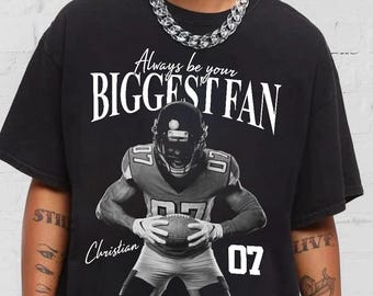 Custom Photo Sport Player Shirt, I'll Always Be Your Biggest Fan Tshirt, Personalized Football Mom Tee, Retro Bootleg Style Shirt