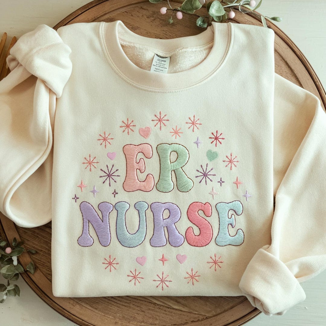 Embroidered Emergency Room Nurse Sweatshirt, ER Nurse Gift, Embroidered ...