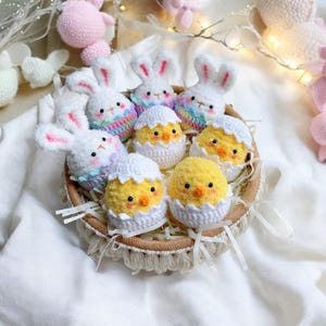 2 in 1 Uova di Pasqua PDF Modello all'uncinetto Bundle, Uova di coniglio Amigurumi Carino giocattolo fai da te per bambini, Modello all'uncinetto per il giorno di Pasqua, Modello all'uncinetto Amigurumi