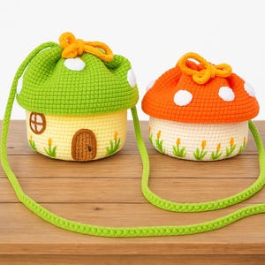 HÄKELANLEITUNG Pilz Tasche, Pilz Tasche Markt Tasche Häkelanleitung, Pilz Haus Tasche Aufbewahrungsbox Amigurumi PDF