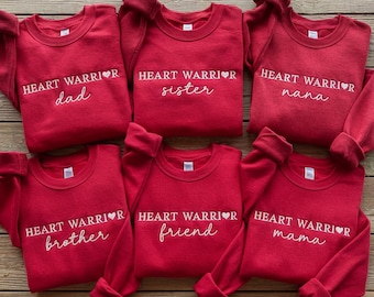 Embroidered Heart Warrior Family Matching Sweatshirt, Heart Mama Shirt, Heart Dad Tee, Heart Warrior Tee, CHD awareness, Heart Surgery Gift