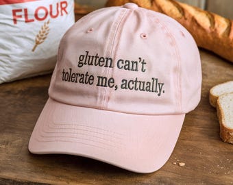 Gorra bordada para intolerancia al gluten, gorra de papá lavada bordada divertida de los 90, gorra de broma sin gluten, gorra de béisbol para celíacos, gorra sarcástica