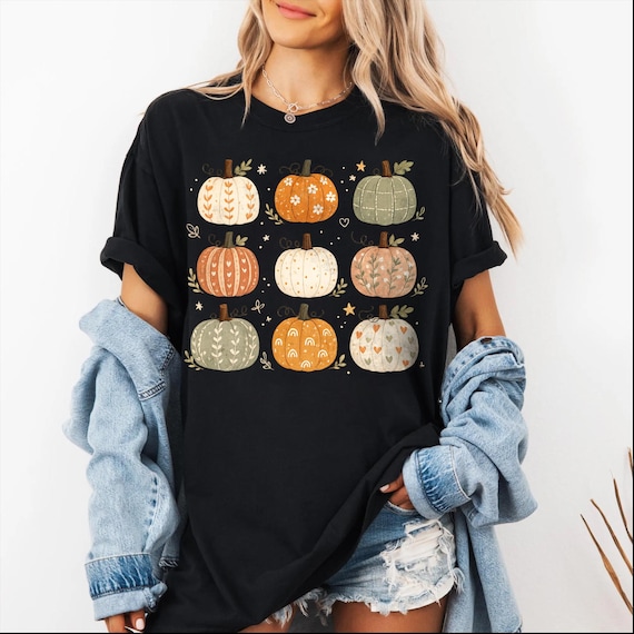 Cozy Fall Pumpkin Shirt, Vintage Pumpkin Graphic Tee, Cute Autumn Harvest T Shirt, Thanksgiving Gift, Boho Cottagecore Style