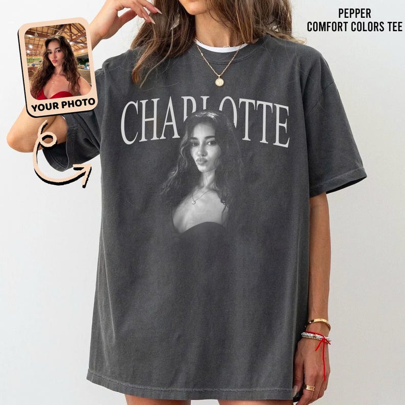Custom Your Photo Shirt, Girlfriend Face Shirt, Vintage Custom Picture Shirt, Gift for Girlfriend Boyfriend, Your Own Picture Idea Tee