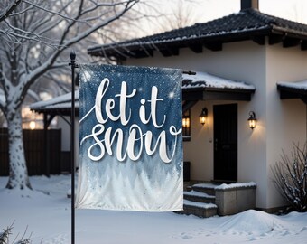 Let It Snow Winter-Gartenflagge, Vertikal, Doppelseitig, Frohe
