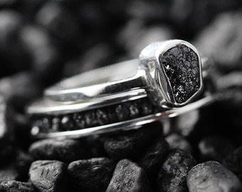 Wedding Ring Engagement Ring Black Diamond Ring Wedding Band Wedding Ring Diamond Ring Sterling Silver Ring Engagement Rings