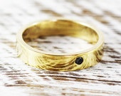 Mens Wedding Band 14k Yellow Gold 2mm Black Diamond Ring