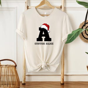 Christmas Monogram Shirt with Custom Name | Personalized Holiday Tee with Initial Letter | Family Christmas Gift | Xmas Alphabet Tshirt