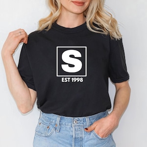 Camiseta con letras personalizadas / Camiseta con monograma inicial simple / Camiseta personalizada / Camiseta con una sola inicial / Camiseta de manga corta con monograma inicial / Monograma familiar