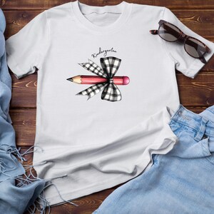 Customized Back to School Teacher T-Shirt | Retro Teacher Coquette Pencil Bow Tee | Comfort Colors First Day of School Teacher Gift