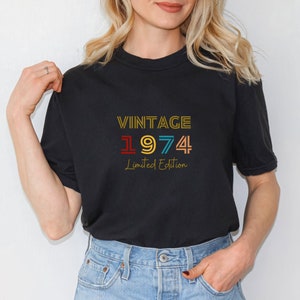 Vintage 1974 Limited Edition Shirt, 50th Birthday Gift for Men or Women, Retro 50 Years Old Tee, Funny Birthday Shirt for Party Celebration