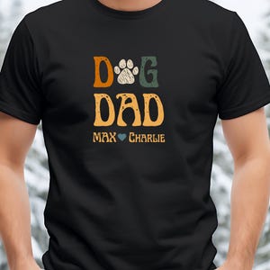 Garment-Dyed Personalized Dog Dad Tee with Dog Names, Custom Pet Dad Name Shirt, Dog Lover Father’s Day Gift Crewneck, Unisex Comfort Fit