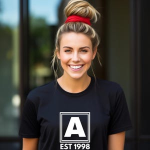 Camiseta con letras personalizadas / Camiseta con monograma inicial simple / Camiseta personalizada / Camiseta con una sola inicial / Camiseta de manga corta con monograma inicial / Monograma familiar