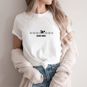 Custom Swimming Heartbeat T-Shirt, Swimmer Tee, Personalized Swimmer Shirt, Swimming Lover,  Swimmer Gift, Synchronized Swimming Gift