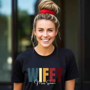 Comfort Colors Personalized Wifey Shirt | Custom Mrs Shirt | Bride To Be Gift | Honeymoon Tee | Oversized Wife T-Shirt | Bridal Party Gift