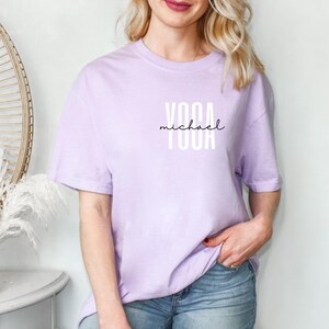 Personalized Yoga T-Shirt: Custom Name Pocket, Comfort Colors Cotton