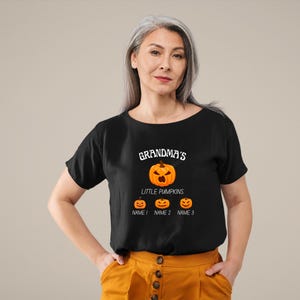 Grandma Pumpkin Shirt, Custom Fall Grandma Tee with Grandkids Names, Autumn Gift for Nana Mimi, Little Pumpkins Shirt for Grandma