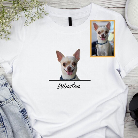 Custom Pet Shirt With Photo and Name, Personalized Dog Face Shirt