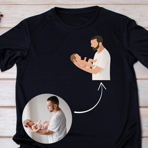 Custom Family Portrait Shirt, Custom Portrait Outline Shirt For Him, Fathers Day Gift, Custom Line Art Tee, Faceless, Outline Faceless