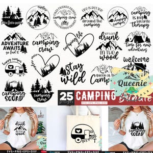 Lot camping SVG, lot Svg aventure, voyage Svg, explorer Svg, campeur Svg, Svg citations Svg, heureux campeur camping été Svg, camping Svg 19
