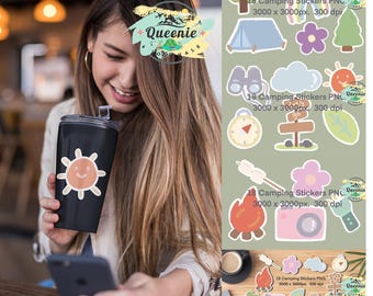 Camping Stickers Graphic: Adventure Designs (Digital Download)
