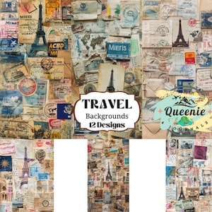 Vintage Travel Junk Journal, junk journal, scrapbook printable,digital paper, pastel, vintage adventure, printable Paper, traveler journaL 7