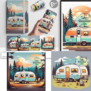 Pack de papier numérique Happy Camping, arrière-plans de scrapbooking aventure en plein air | conception imprimable sur le thème de la nature pour travaux manuels, invitations, carte 151