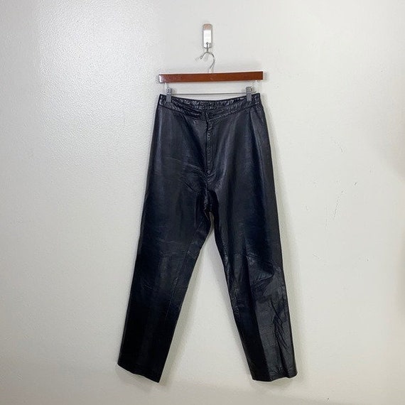 Vintage SIENA Black Leather High Waisted Pants - image 1