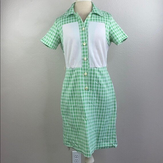 Vintage green and white 1960s dress - image 1