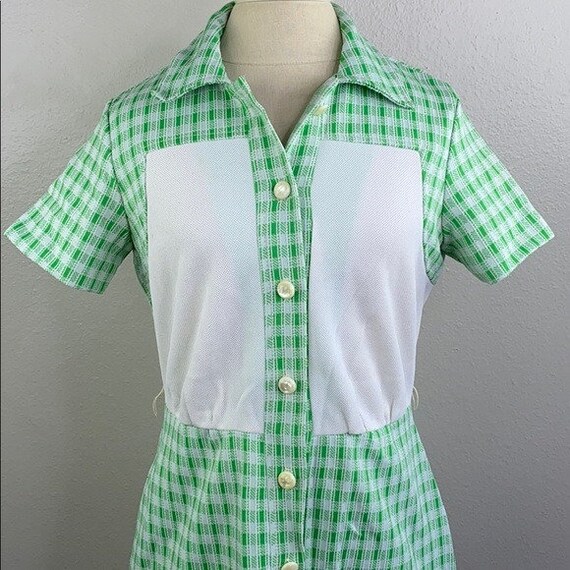 Vintage green and white 1960s dress - image 2