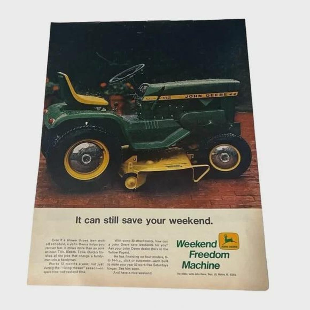 1969 John Deere Weekend Freedom Machine Original Vintage Print Ad - Etsy