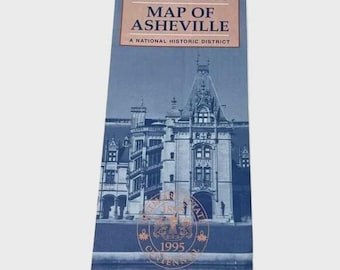 Illustrated Map of Asheville NC a National Historic District Vintage 1995