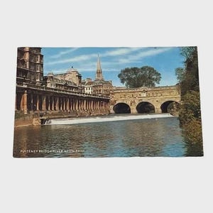 Postcard Putney Bridge River Avon Bath England Vintage A456